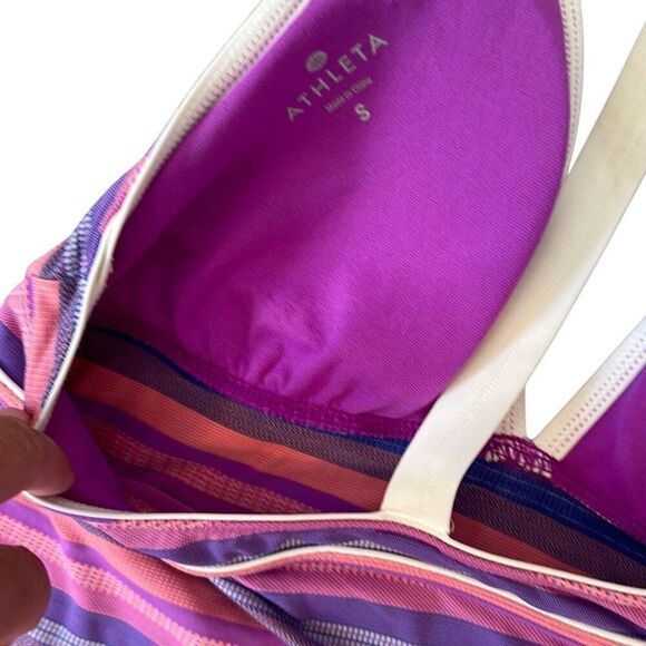 Athleta Tankini Stripes Athletic Tank Top Padded Swim wear S - Picture 2 of 4